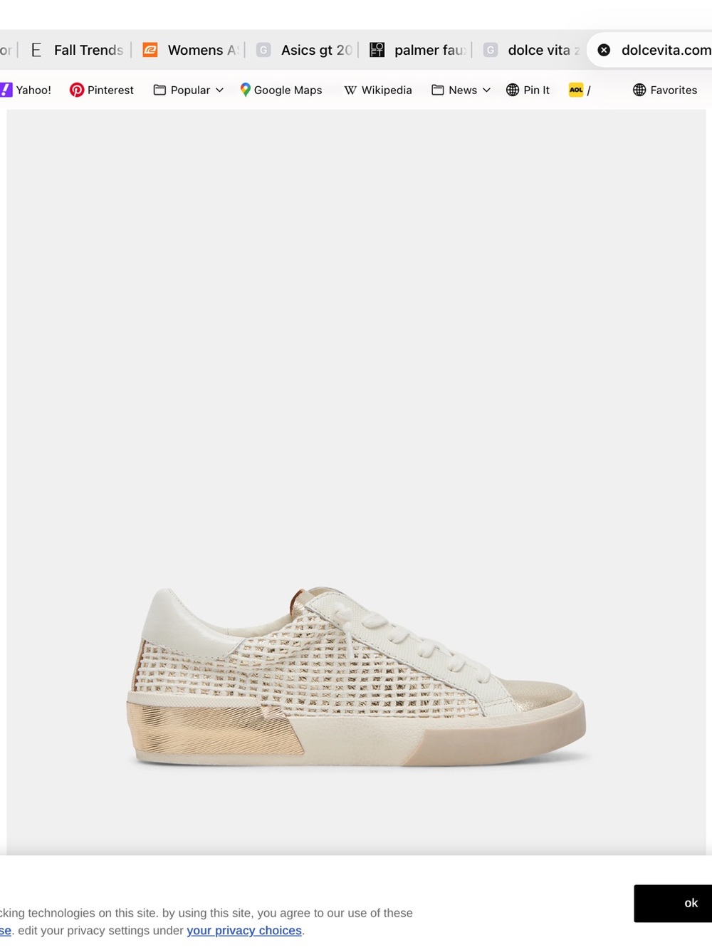 Dolce Vita Zina Gold/Bone Woven Sneaker 7.5 - Picture 4 of 4